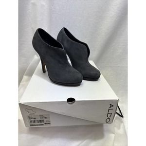 Aldo TALLO Gray Suede Heeled Booties Size 6 With Extra Terry Inserts EUC